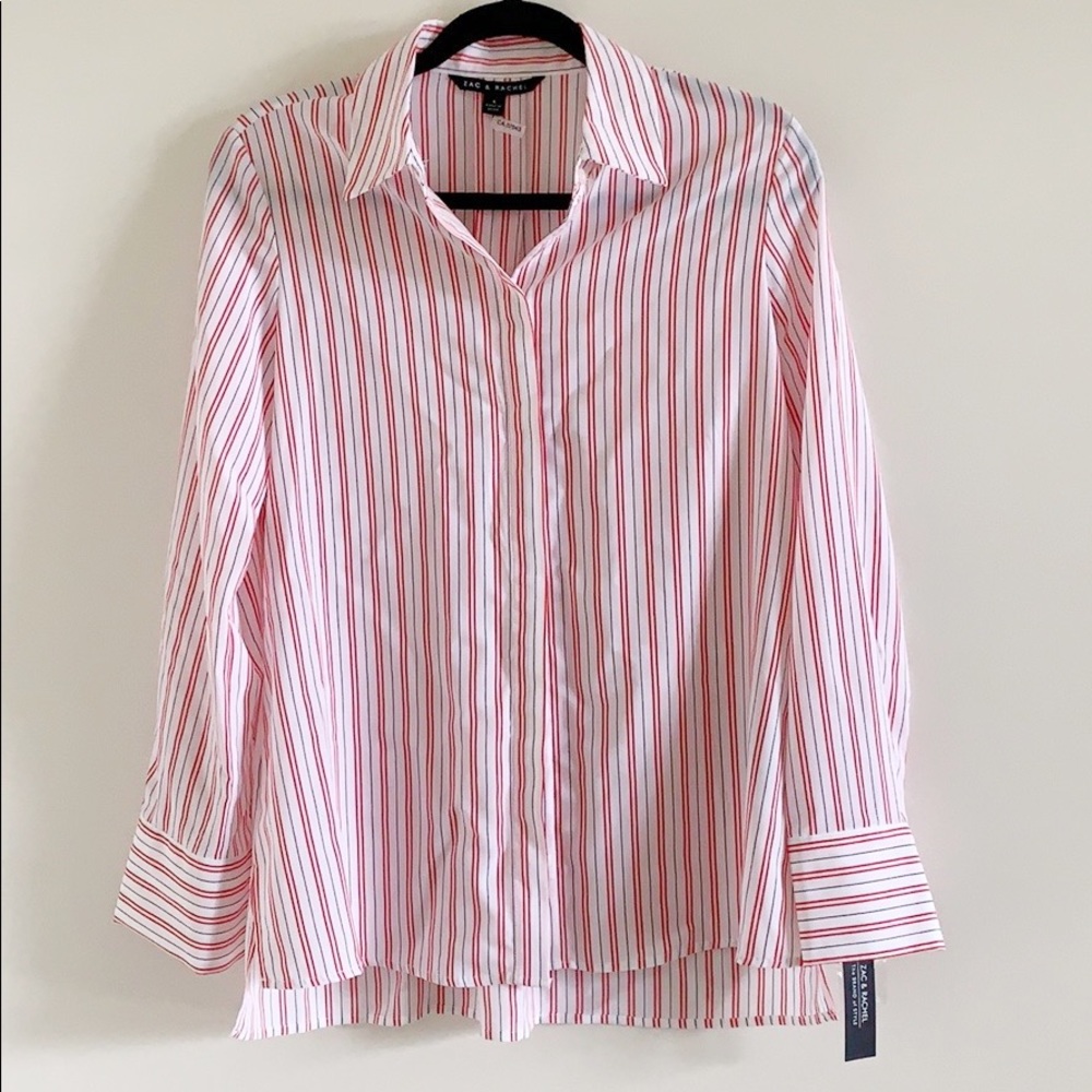 Zac & Rachel Shangri Stripe Button Down Red Small